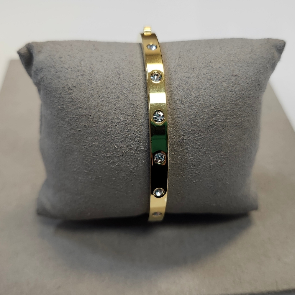 New W/Out Tags Kate Spade Gold-Tone Bezel Set Polished Bangle Bracelet